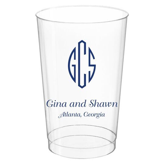 Shaped Oval Monogram with Text Clear Plastic Cups